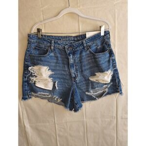 American Eagle Mom Shorts Distressed Super High Rise Womens 16 NWT